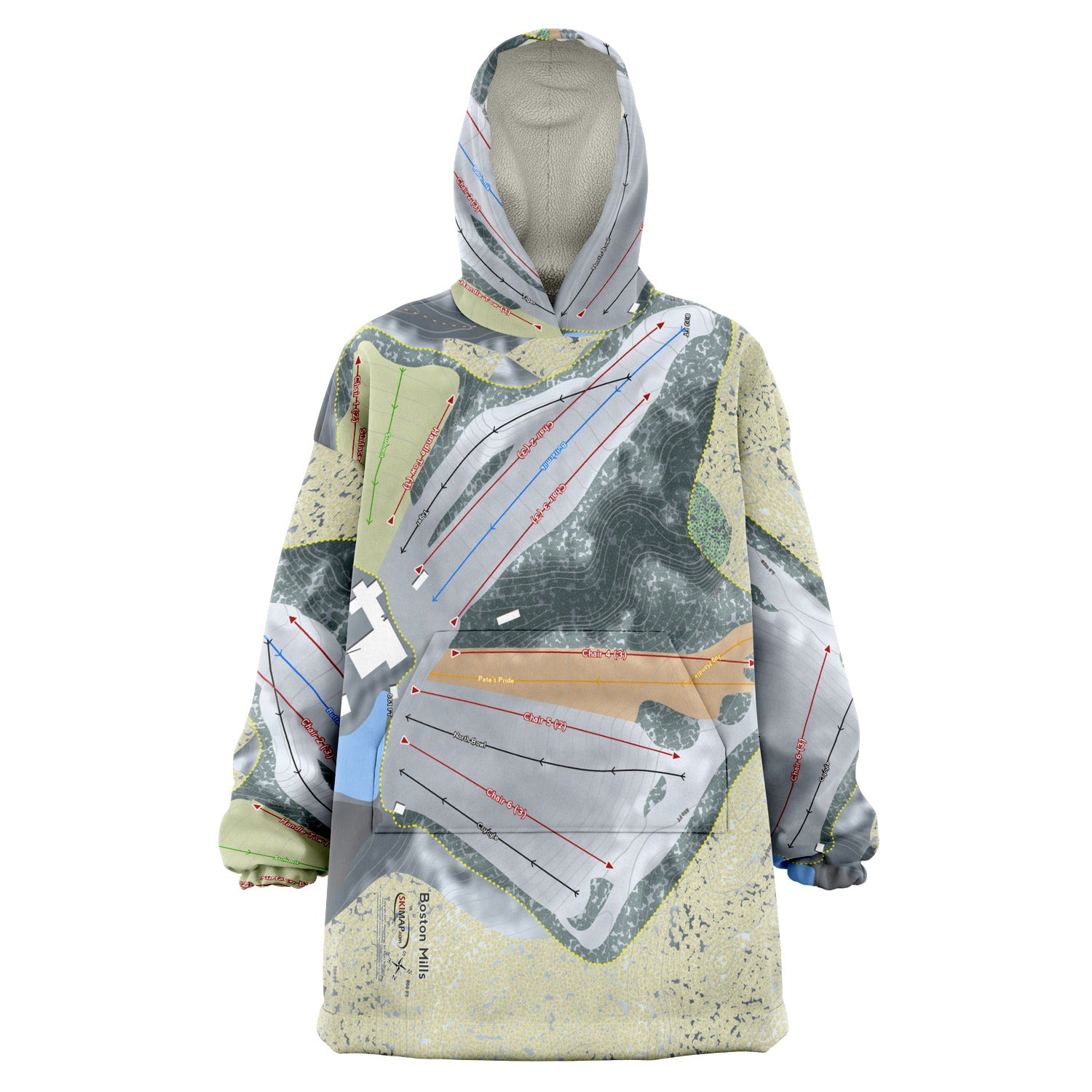 Boston Mills, Ohio Ski Trail Map - Snug Hoodie - Powderaddicts