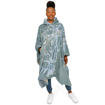 Whitewater, British Columbia Ski Resort Map Flannel Blanket Poncho