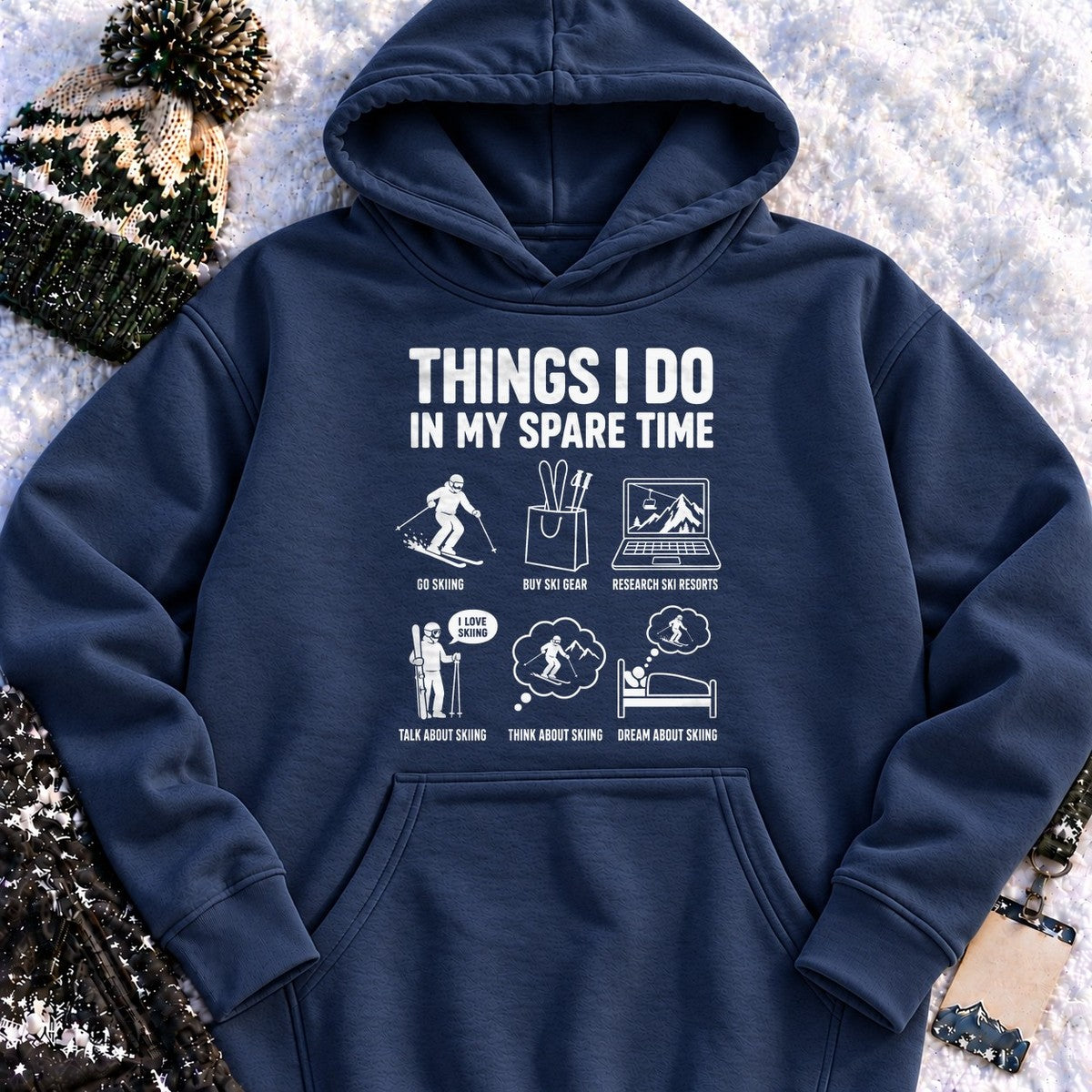 Spare Time Skiing - Hoodie (Navy Blazer)