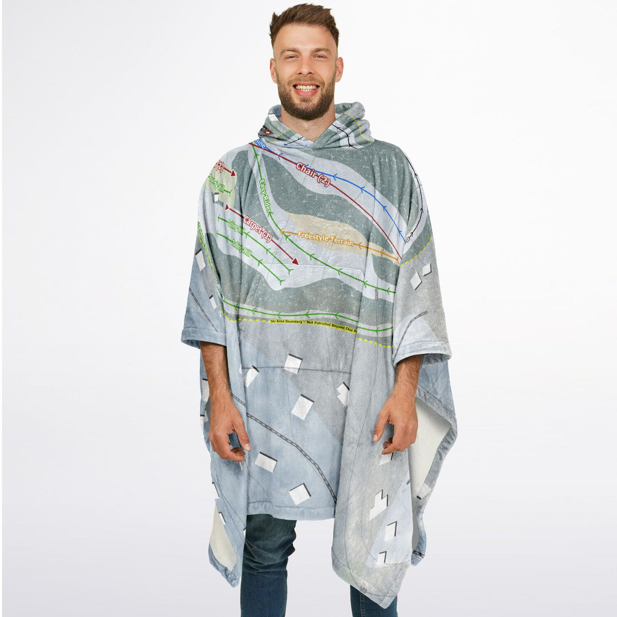 The Hideout, Pennsylvania Ski Resort Map Flannel Blanket Poncho