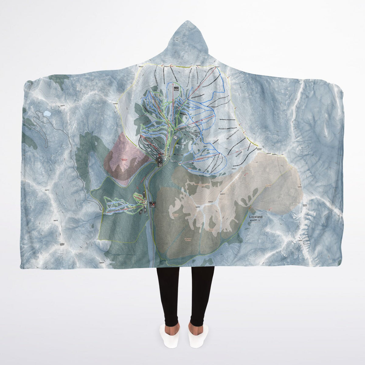 Loveland, Colorado Ski Trail Map - Adult Hooded Blanket