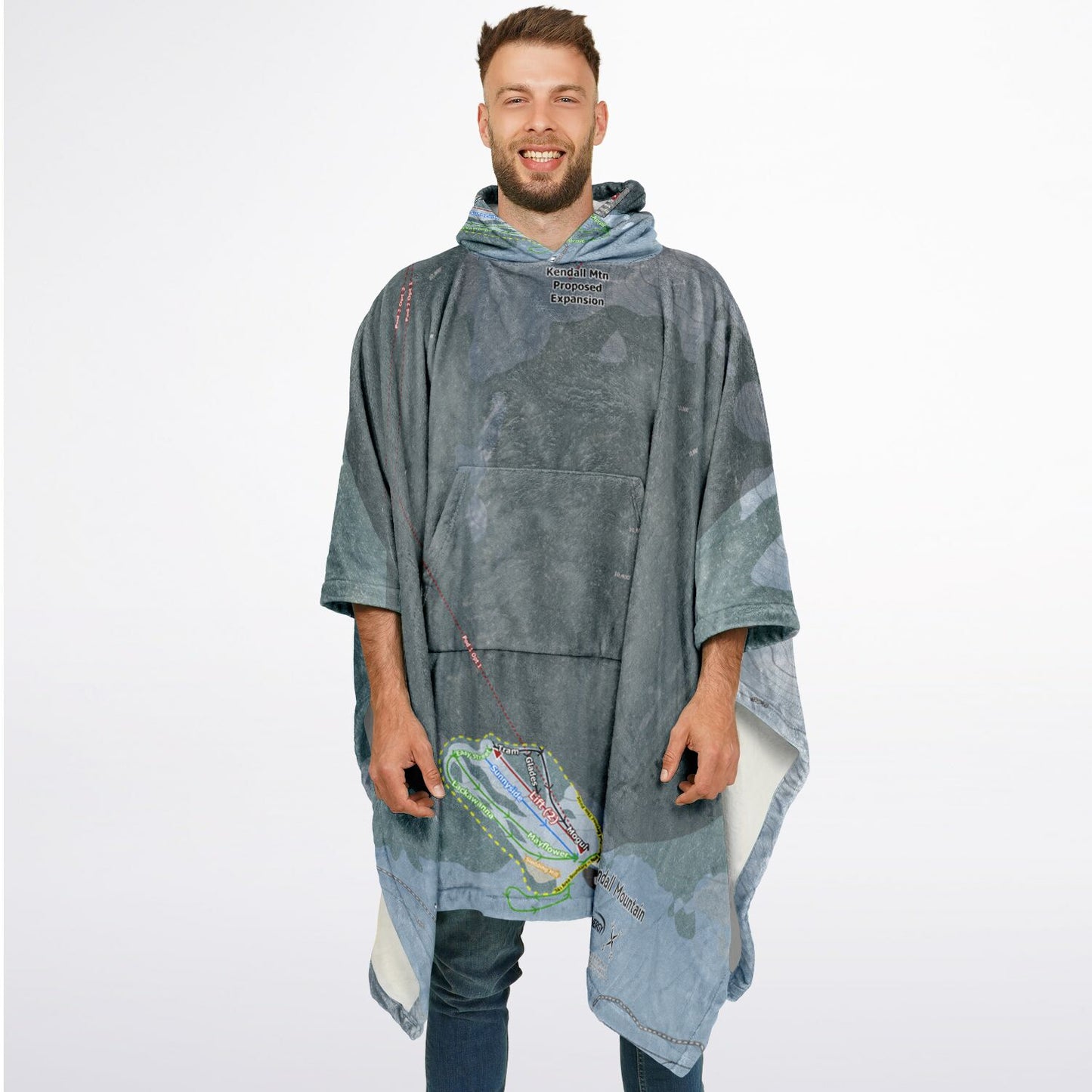Kendall Mountain, Colorado Ski Resort Map Flannel Blanket Poncho