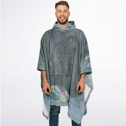 Kendall Mountain, Colorado Ski Resort Map Flannel Blanket Poncho
