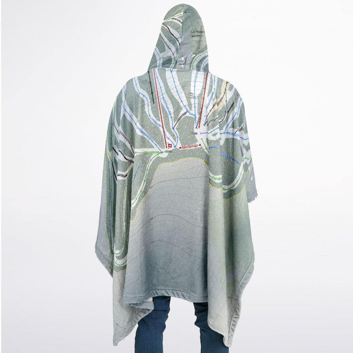 Le Relais, Quebec Ski Resort Map Flannel Blanket Poncho