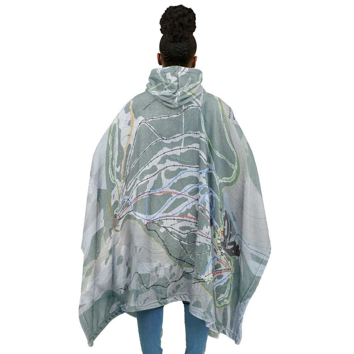 Beaver Mountain, Utah Ski Resort Map Flannel Blanket Poncho
