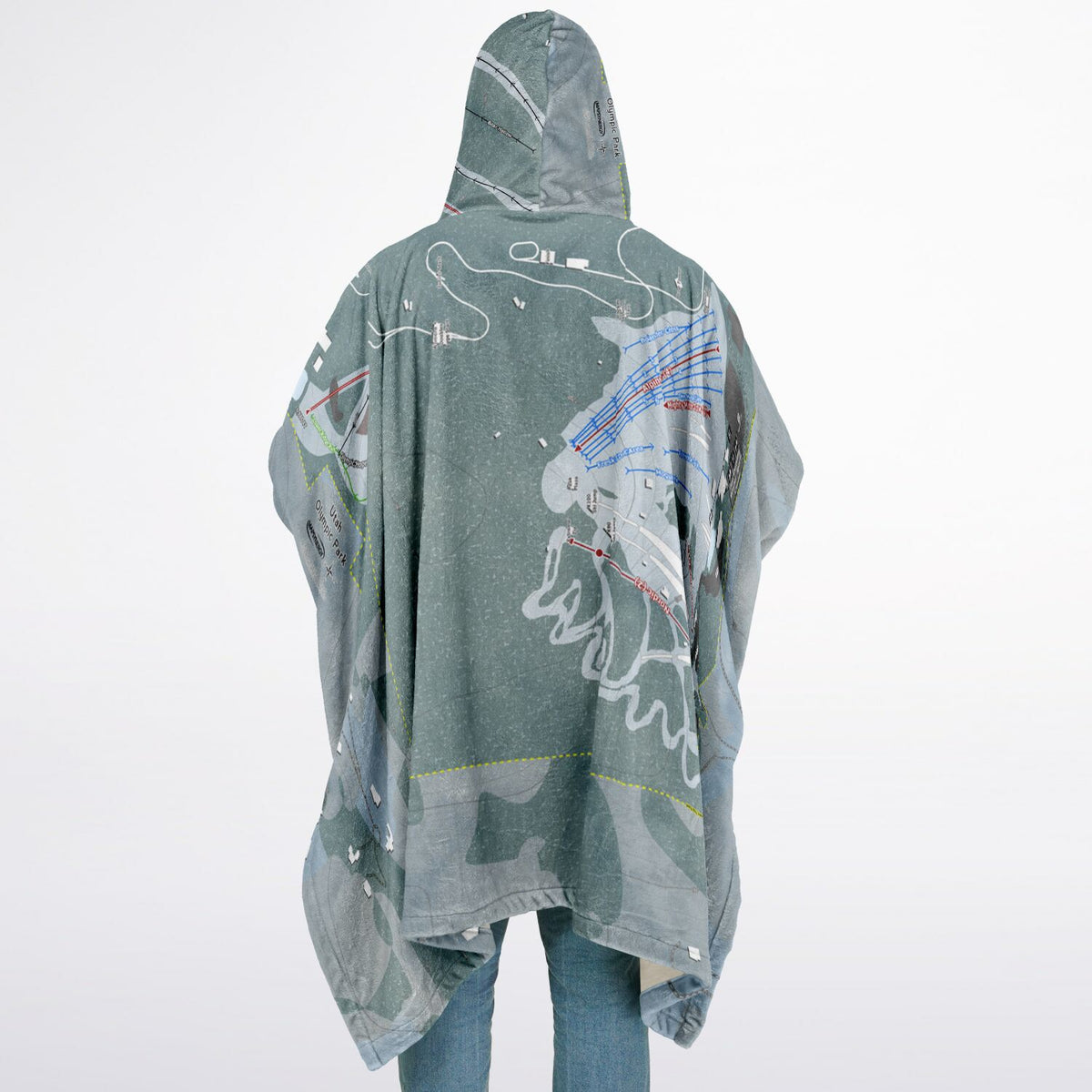 Utah Olympic Park, Utah Ski Resort Map Flannel Blanket Poncho