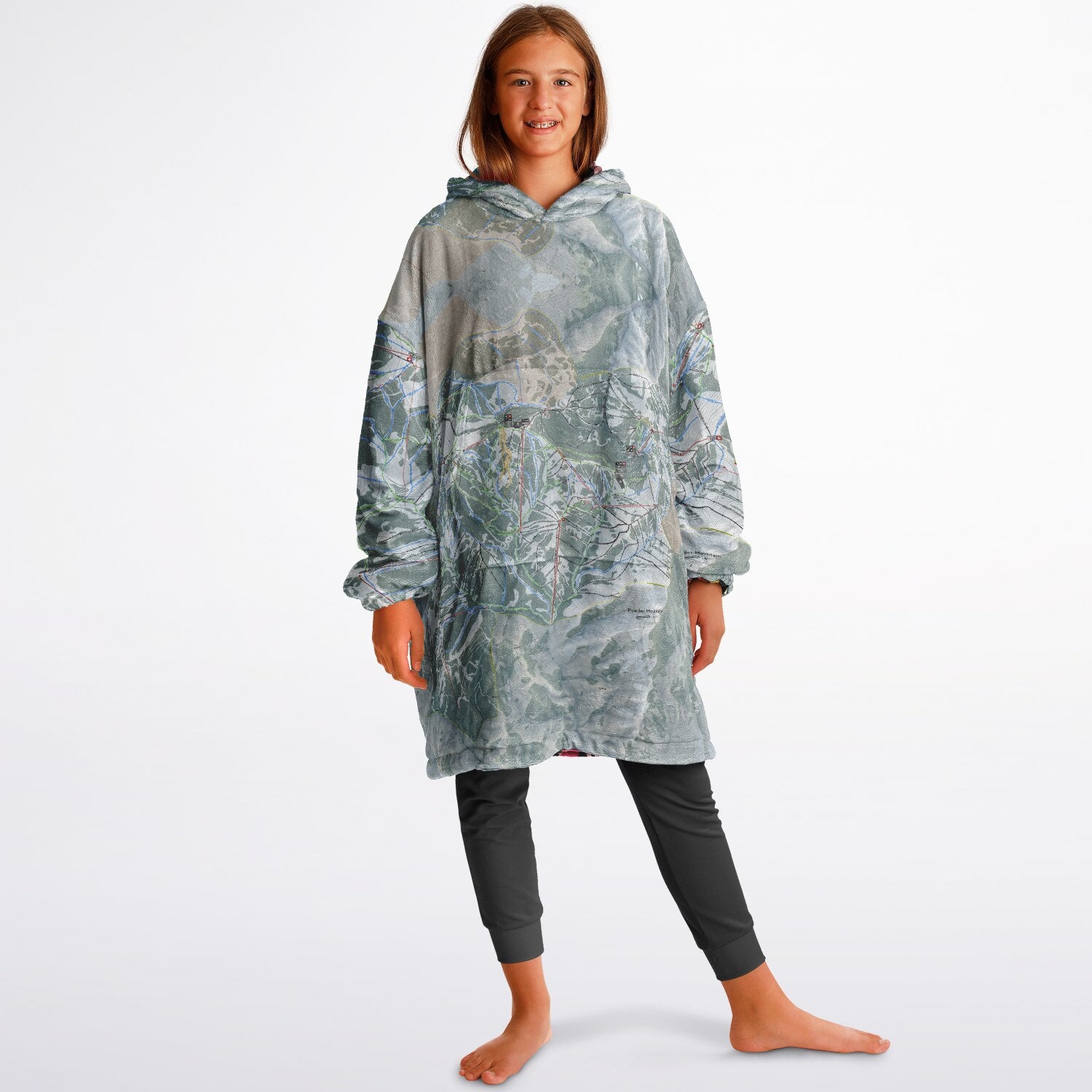 Powder Mountain, Utah Ski Resort Map Youth Reversible Snug Hoodie