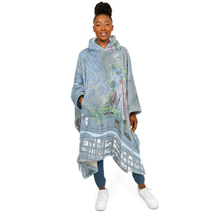 Howelsen Hill, Colorado Ski Resort Map Flannel Blanket Poncho