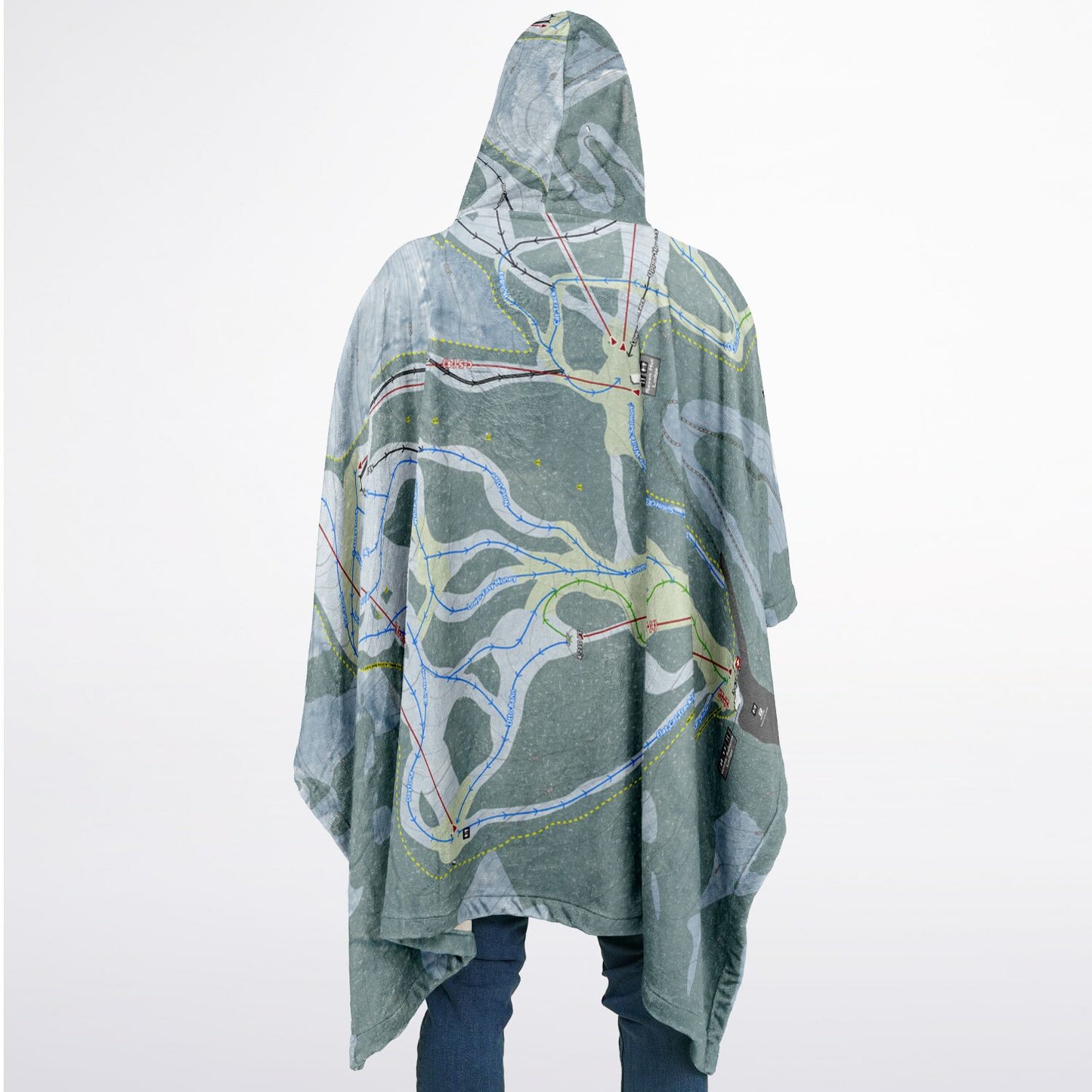 Mt Baker, Washington Ski Resort Map Flannel Blanket Poncho