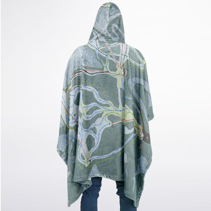 Mt Baker, Washington Ski Resort Map Flannel Blanket Poncho