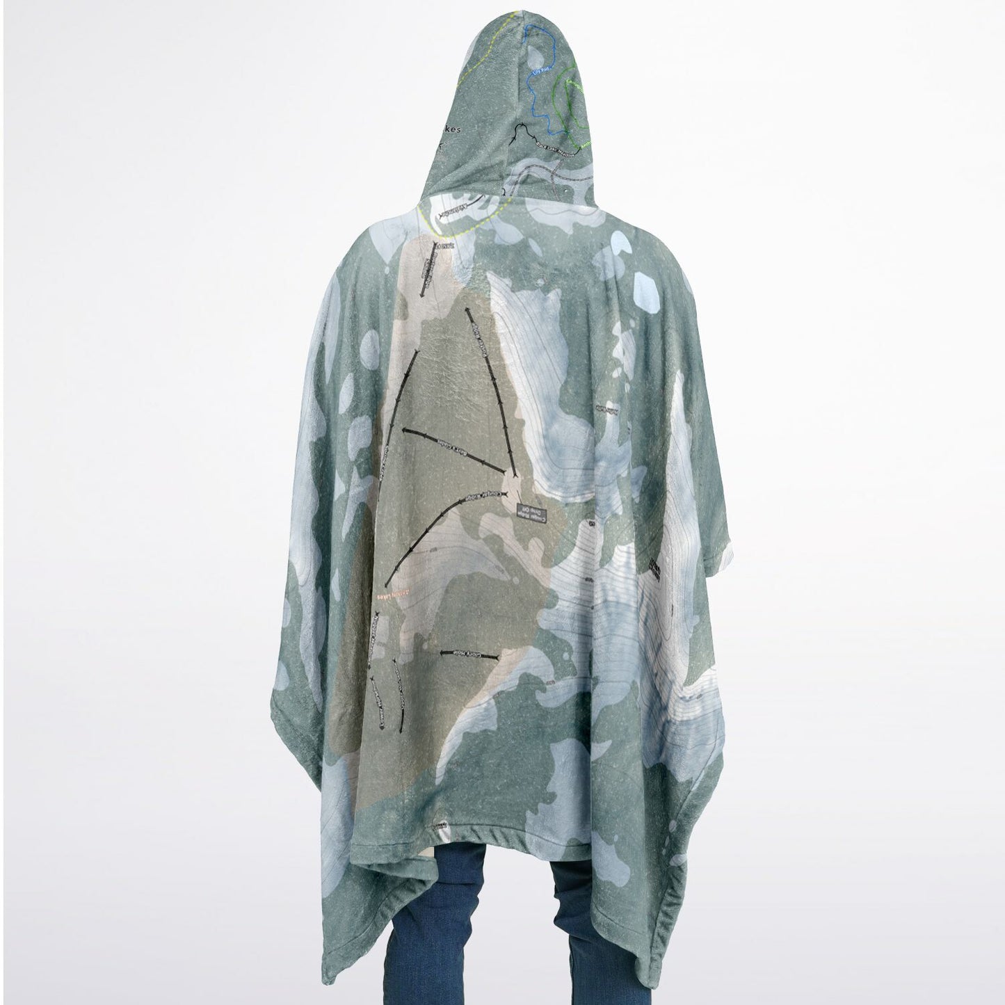 Anthony Lakes, Oregon Ski Resort Map Flannel Blanket Poncho