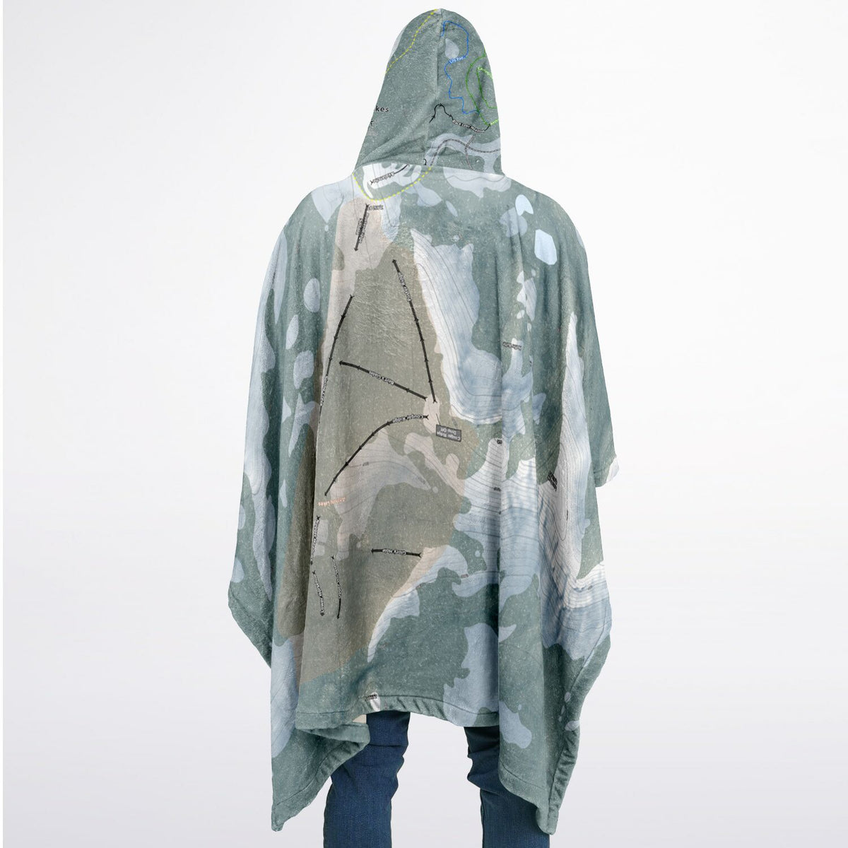 Anthony Lakes, Oregon Ski Resort Map Flannel Blanket Poncho