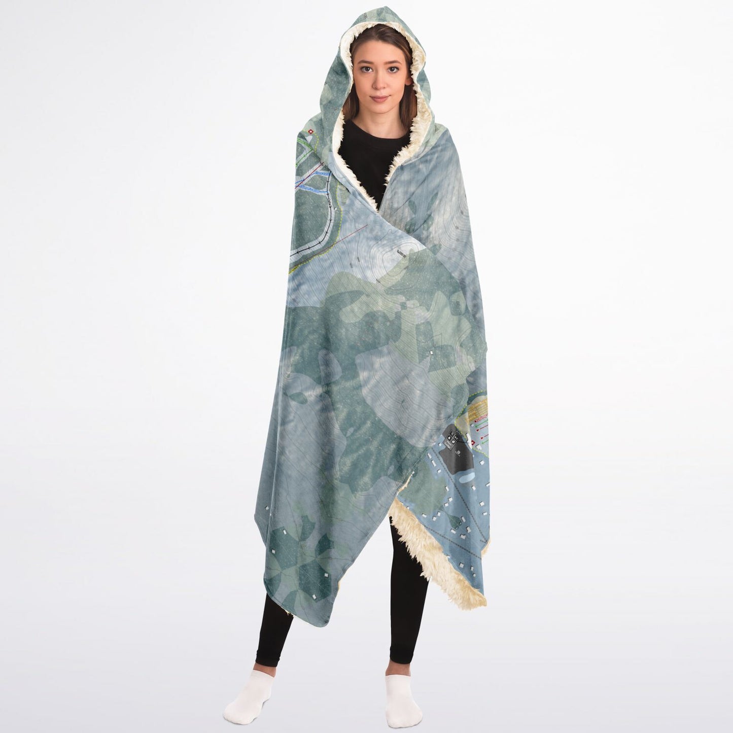 West Mountain, New York Ski Trail Map - Adult Hooded Blanket