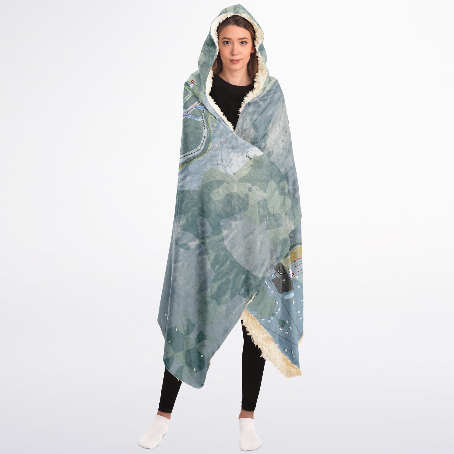 West Mountain, New York Ski Trail Map - Adult Hooded Blanket