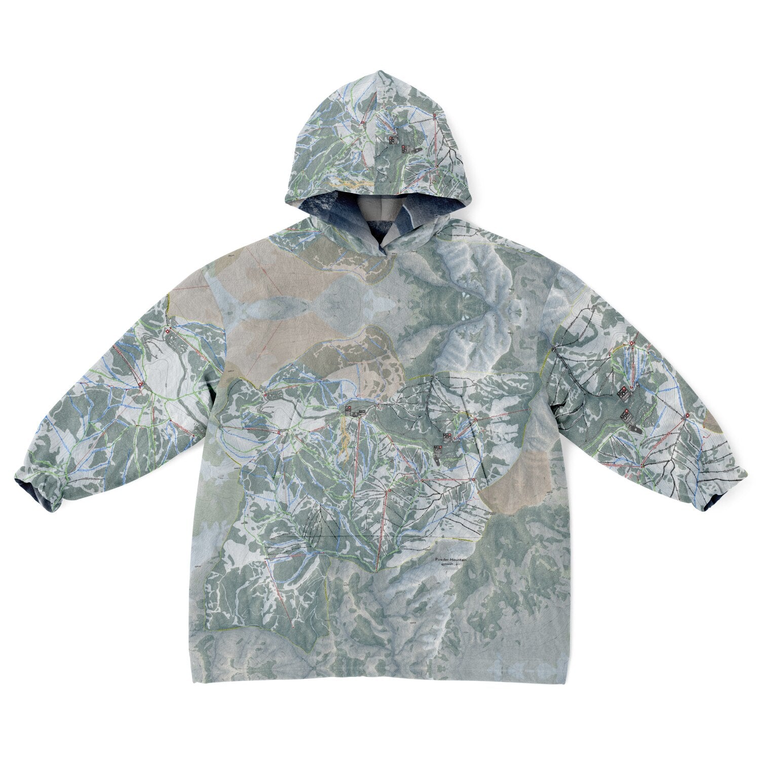 Powder Mountain, Utah Ski Resort Map Youth Reversible Snug Hoodie