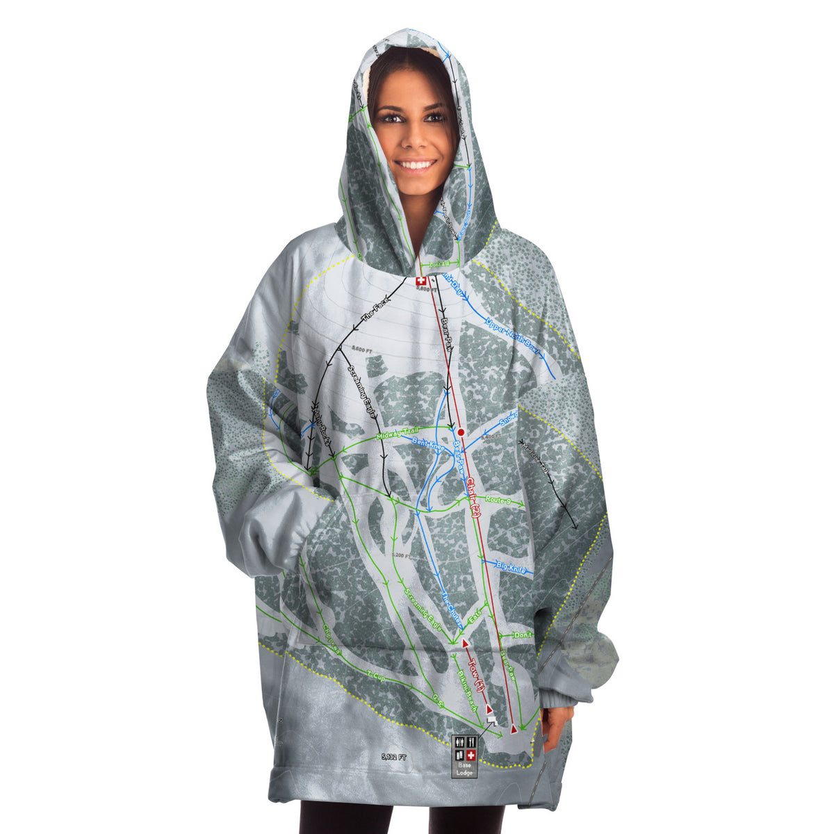 Bear Paw, Montana Ski Trail Map Snug Hoodie
