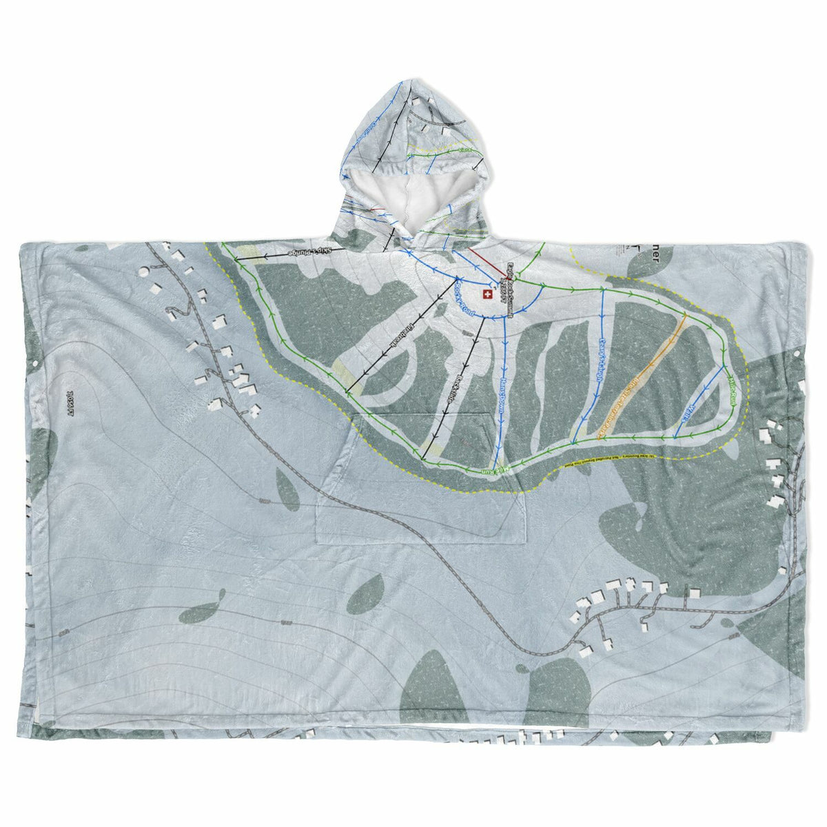 Tahoe Donner, California Ski Resort Map Flannel Blanket Poncho