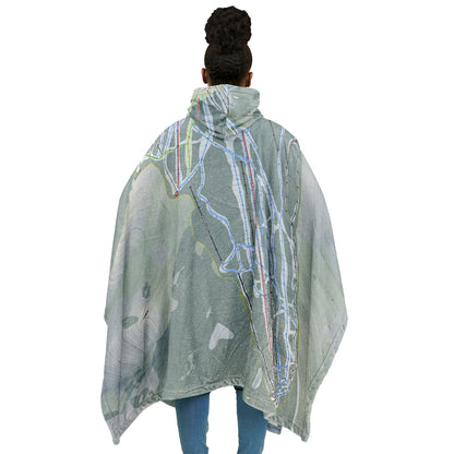 Pico Mountain, Vermont Ski Resort Map Flannel Blanket Poncho