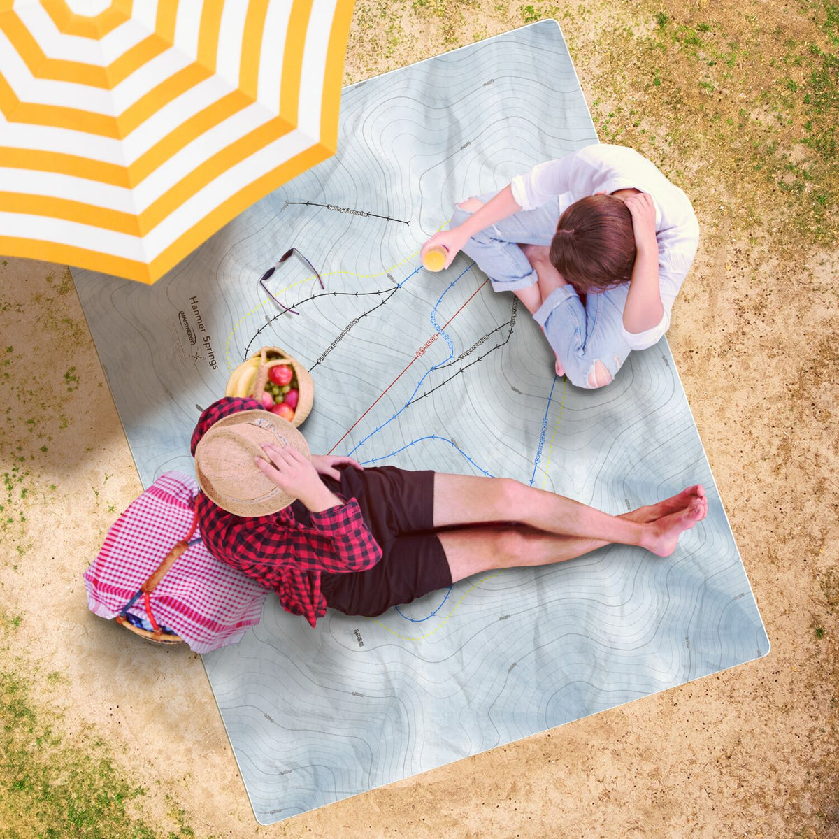 Hanmer Springs, New Zealand Ski Resort Map Printed Beach Towel