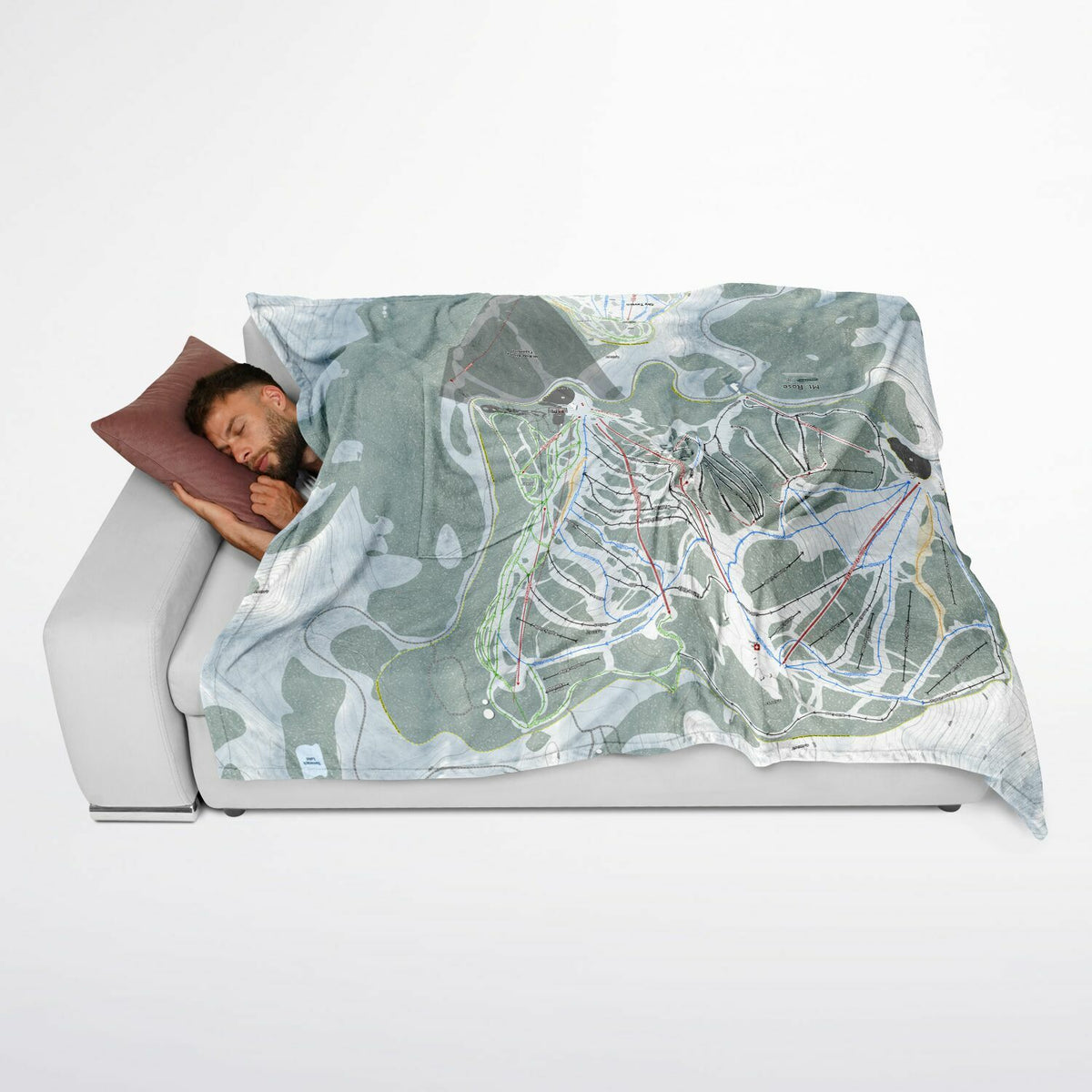 Mt Rose, Nevada Ski Resort Map Flannel Blanket Poncho