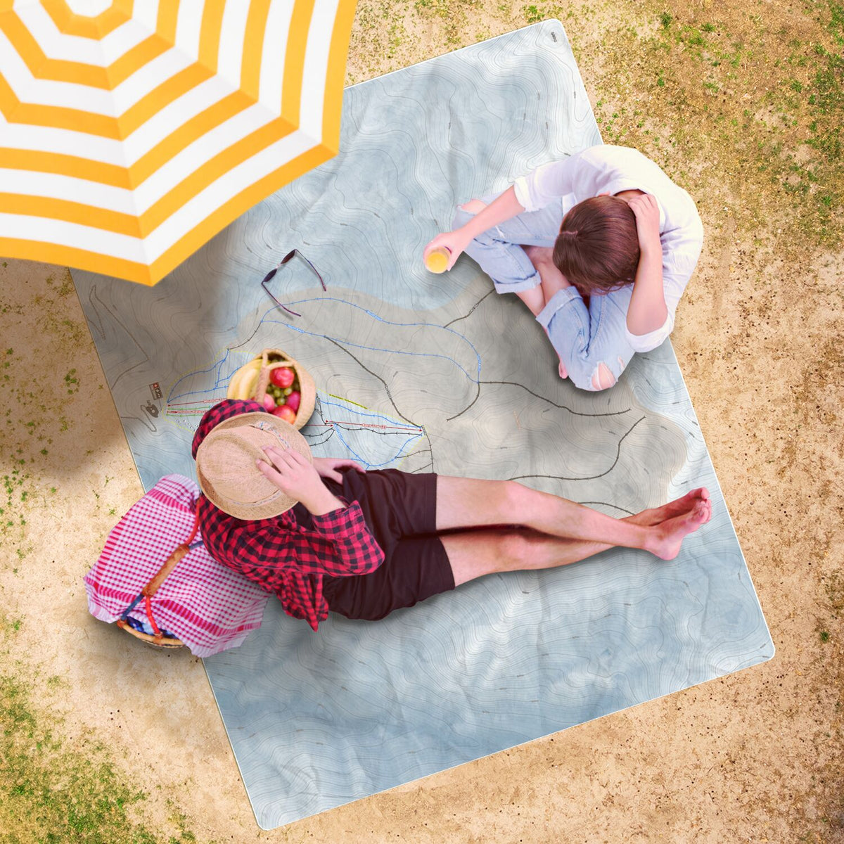 Fox Peak, New Zealand Ski Resort Map Printed Beach Towel