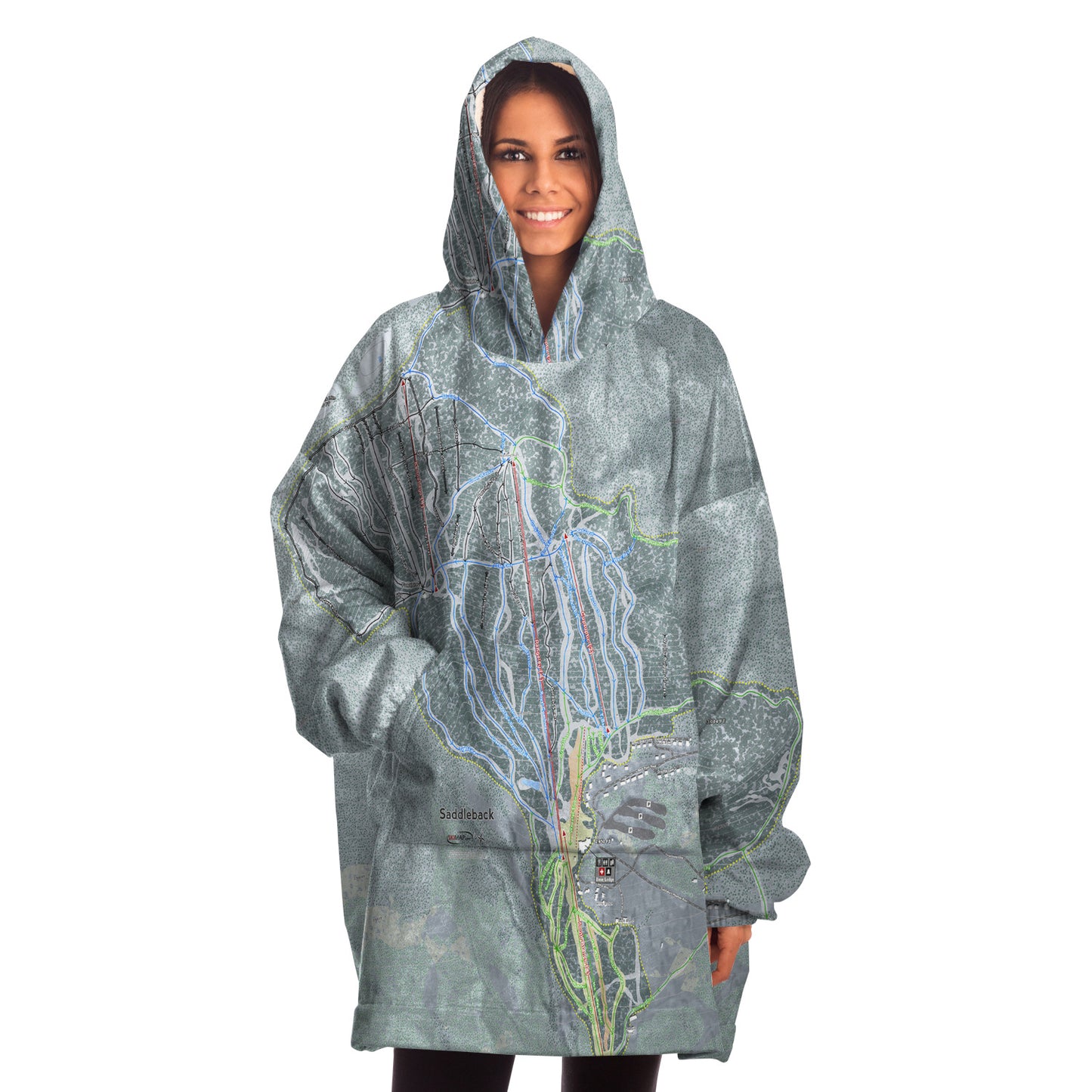 Saddleback, Maine Ski Trail Map - Snug Hoodie - Powderaddicts