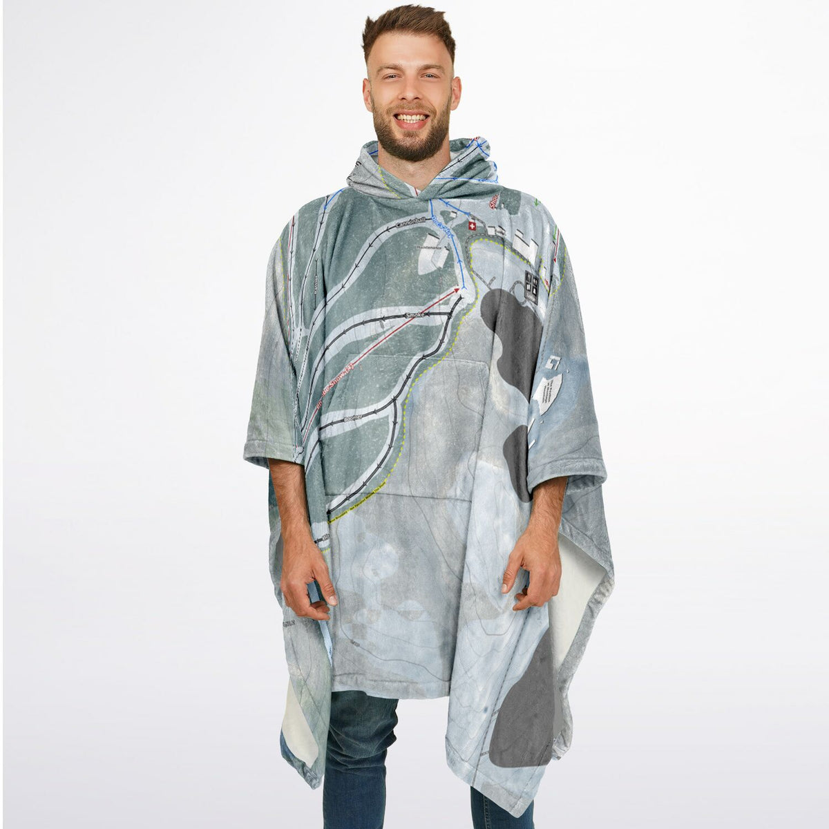 Montage Mountain, Pennsylvania Ski Resort Map Flannel Blanket Poncho