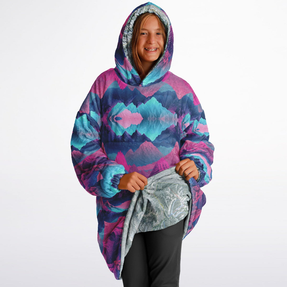 Powder Mountain, Utah Ski Resort Map Youth Reversible Snug Hoodie