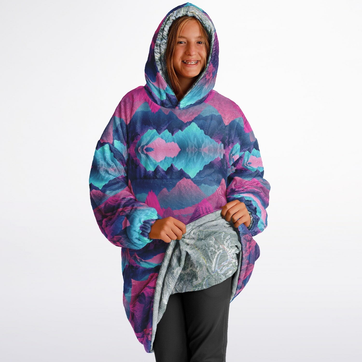 Powder Mountain, Utah Ski Resort Map Youth Reversible Snug Hoodie