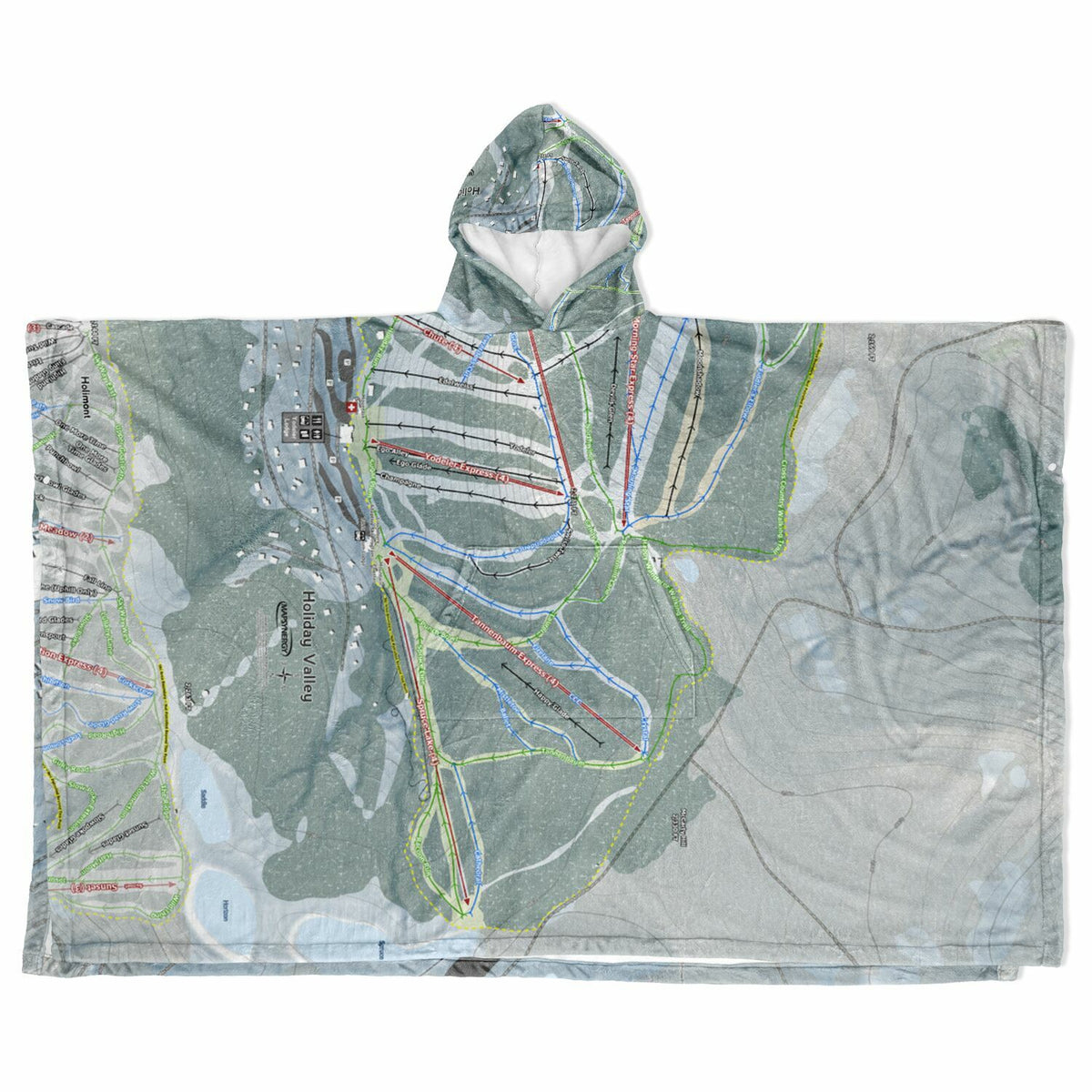 Holiday Valley, New York Ski Resort Map Flannel Blanket Poncho