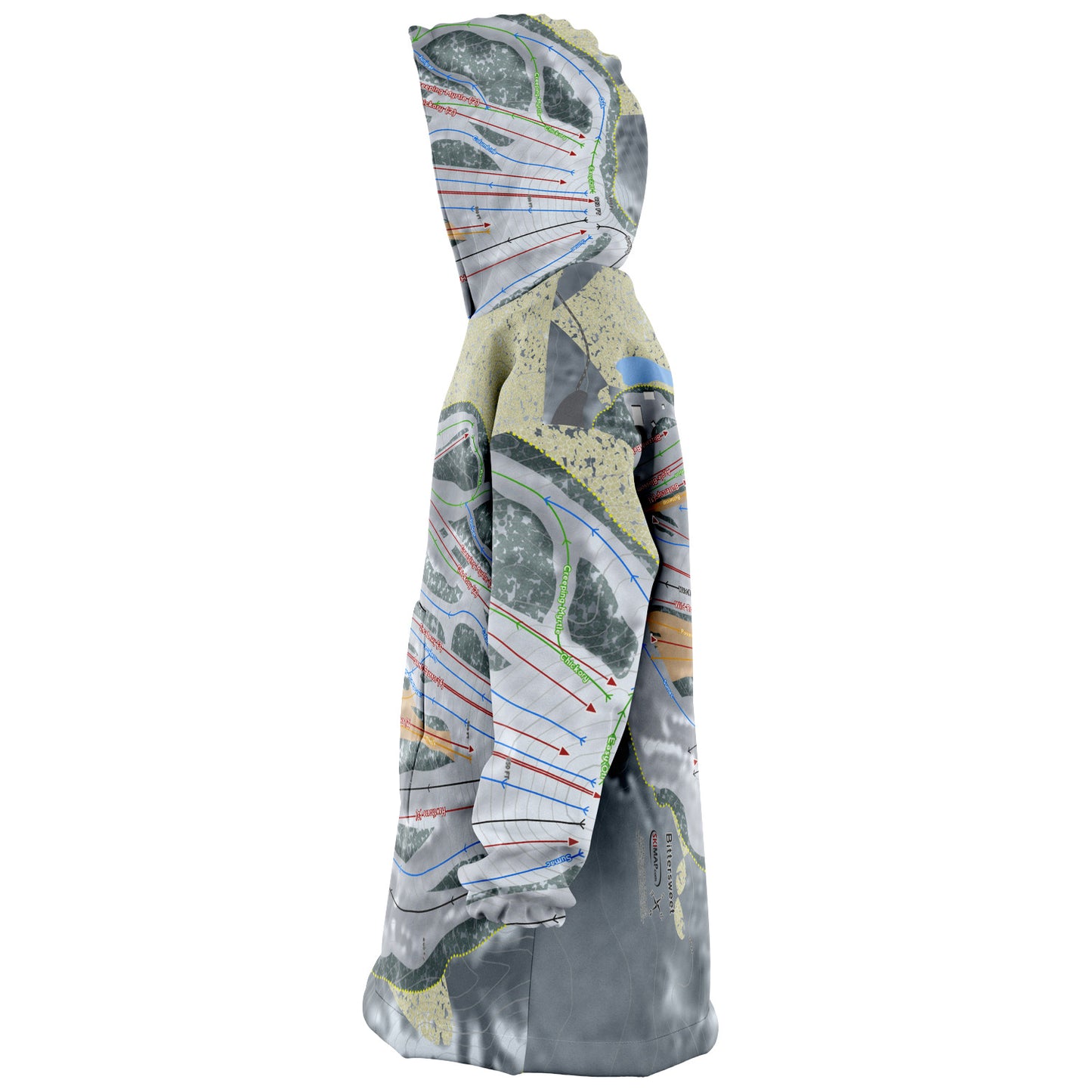 Bittersweet, Michigan Ski Trail Map Snug Hoodie