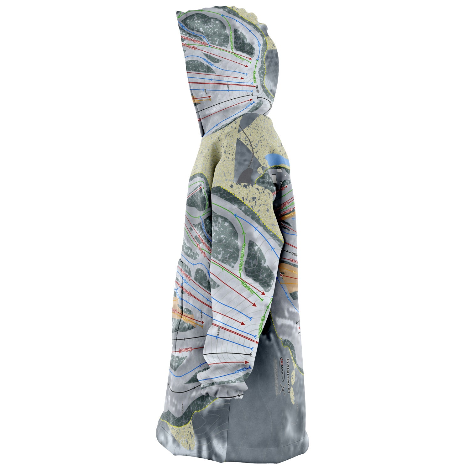 Bittersweet, Michigan Ski Trail Map Snug Hoodie