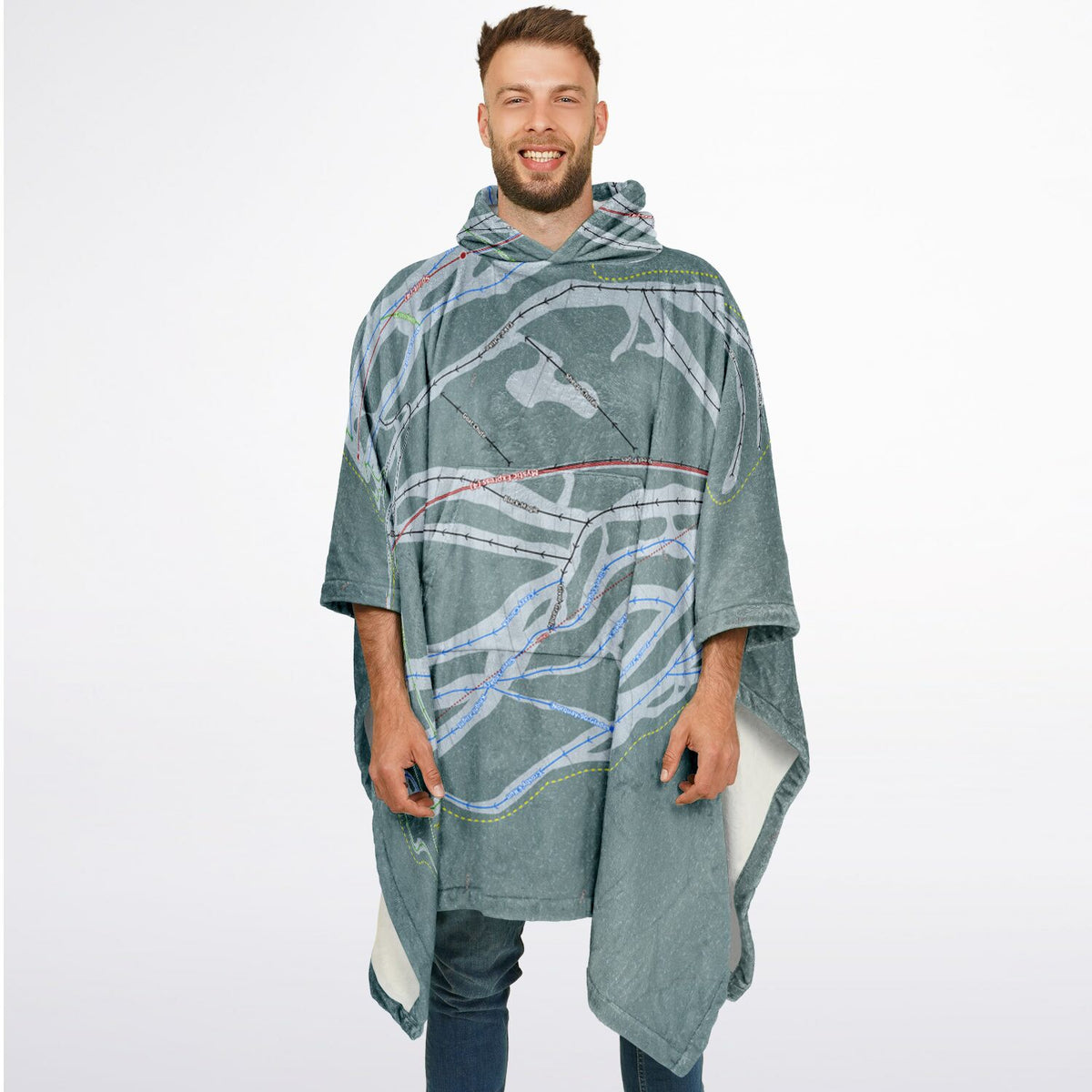 Mt Norquay, Alberta Ski Resort Map Flannel Blanket Poncho