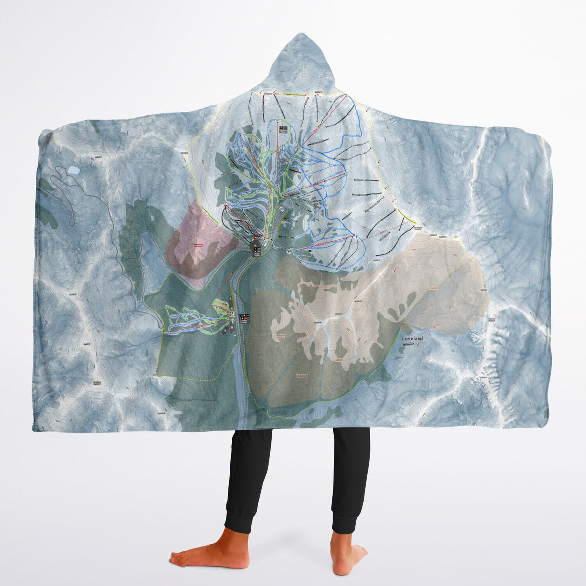 Loveland, Colorado Ski Trail Map - Youth Hooded Blanket - Powderaddicts
