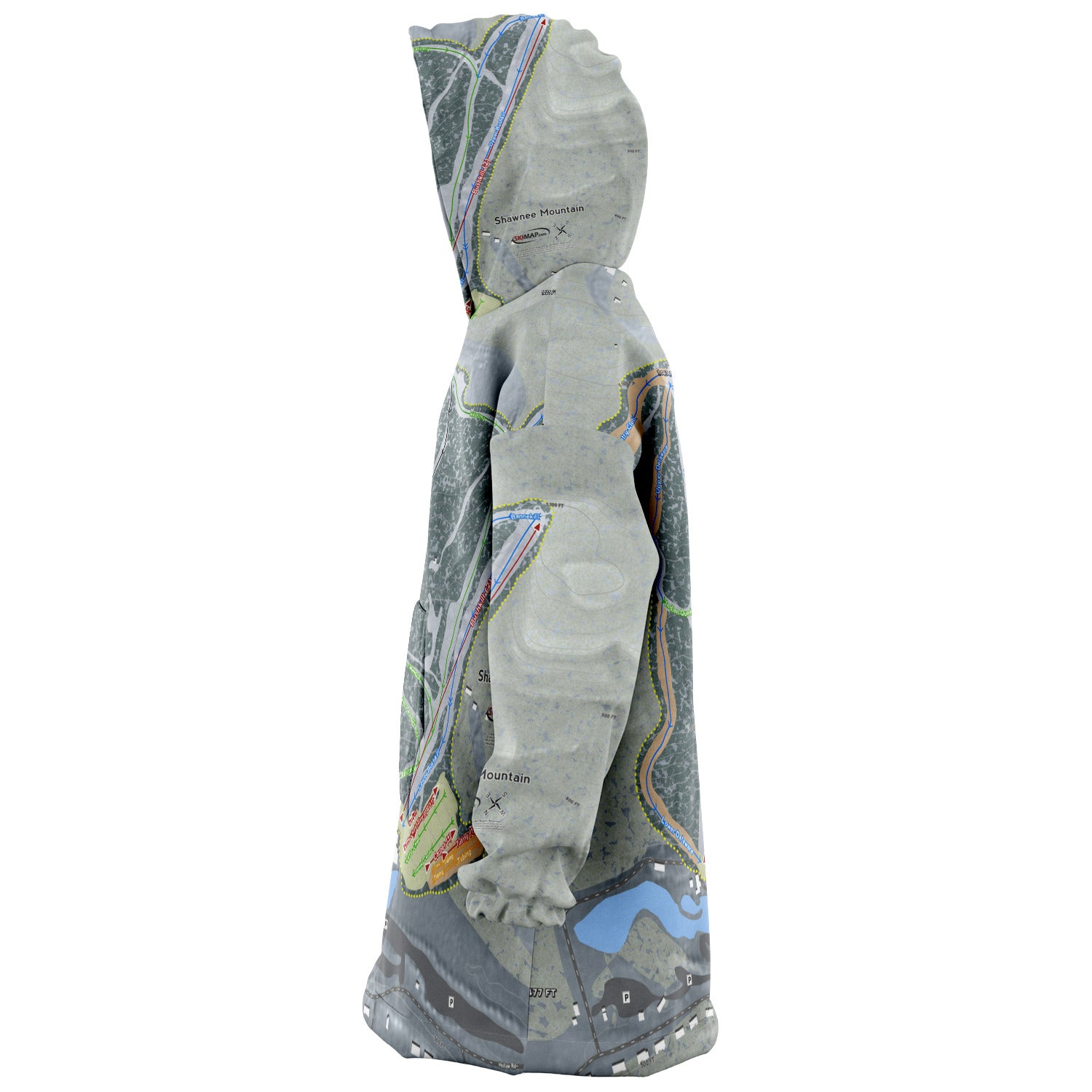 Shawnee Mountain, Pennsylvania Ski Trail Map Snug Hoodie - Powderaddicts