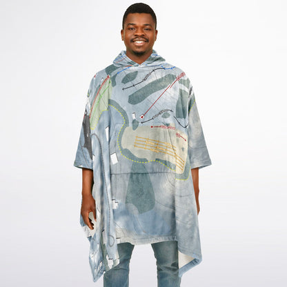 Mt Holiday, Michigan Ski Resort Map Flannel Blanket Poncho