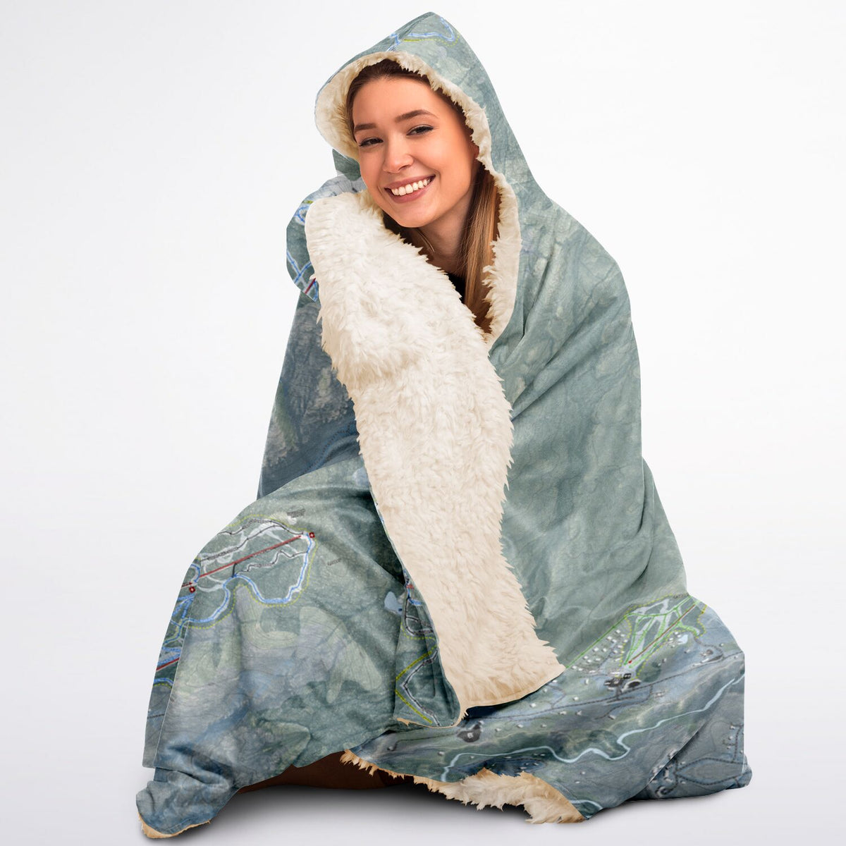 Stowe, Vermont Ski Trail Map - Adult Hooded Blanket