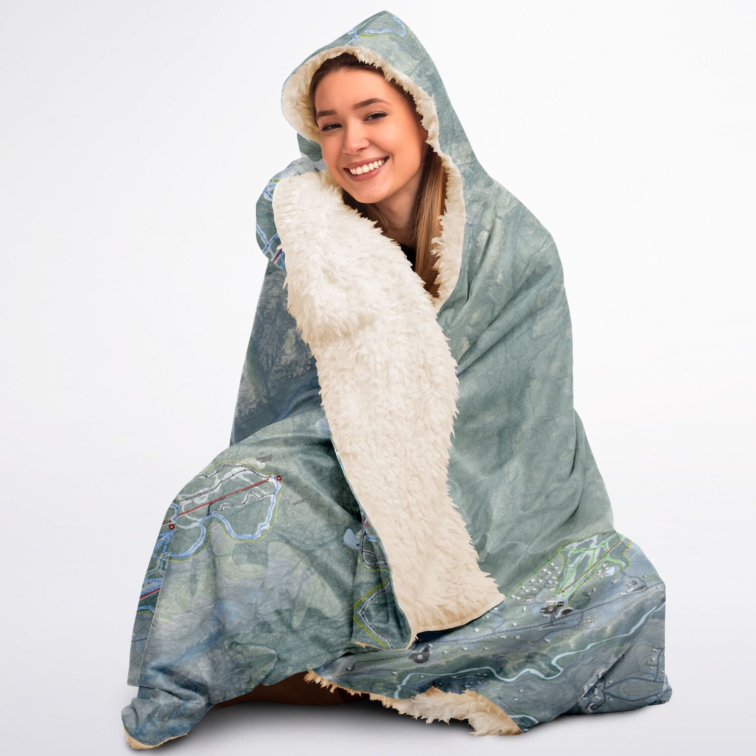 Stowe, Vermont Ski Trail Map - Adult Hooded Blanket