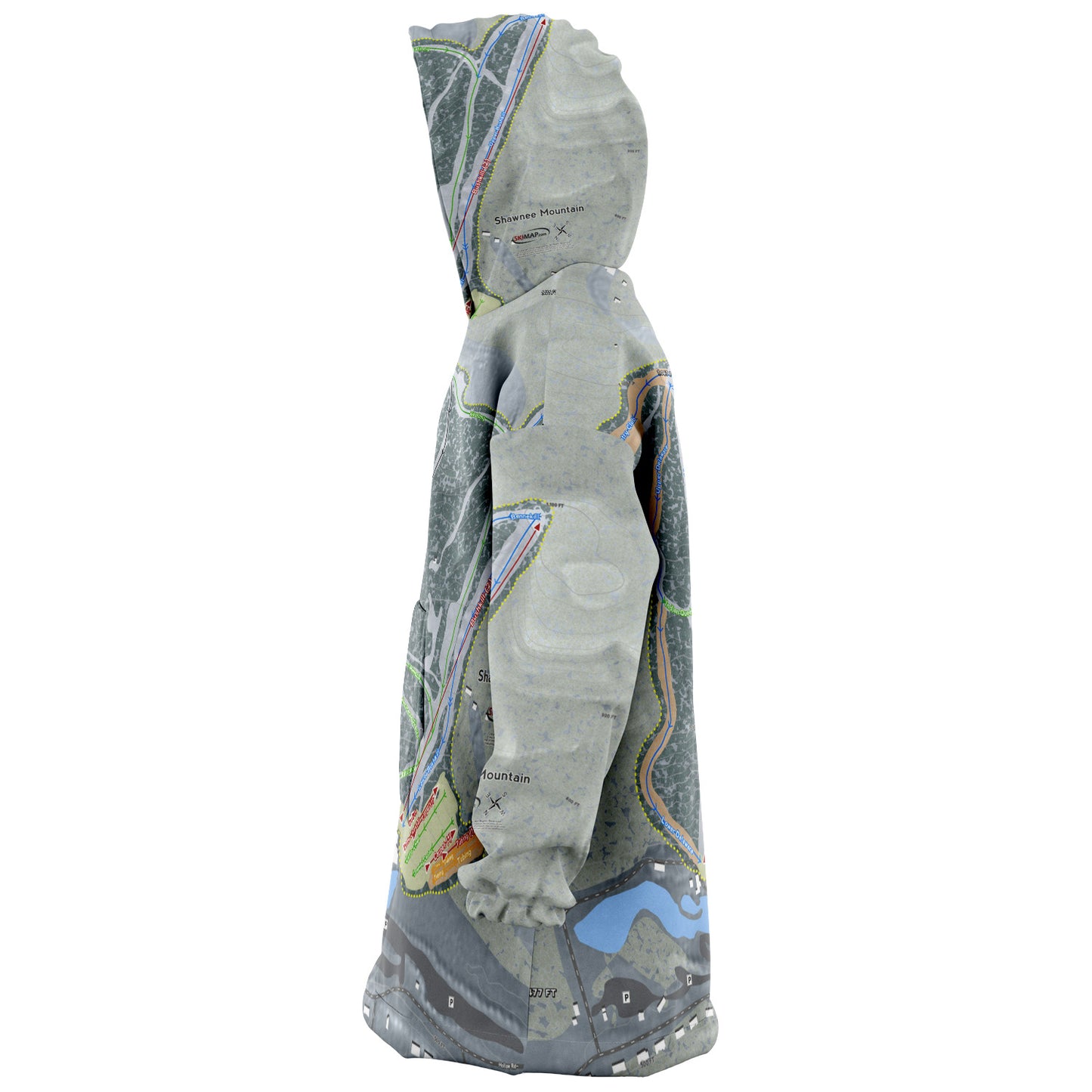 Shawnee Mountain, Pennsylvania Ski Trail Map Snug Hoodie - Powderaddicts