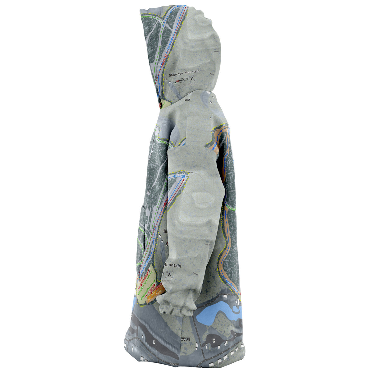 Shawnee Mountain, Pennsylvania Ski Trail Map Snug Hoodie