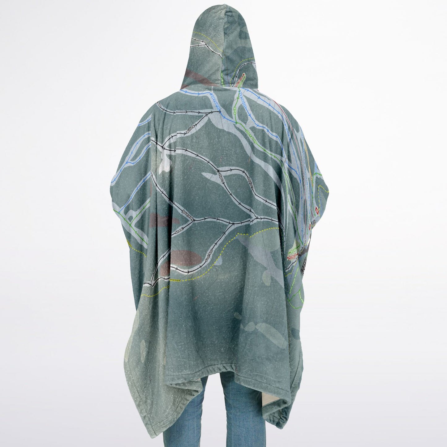 Murray Ridge, British Columbia Ski Resort Map Flannel Blanket Poncho
