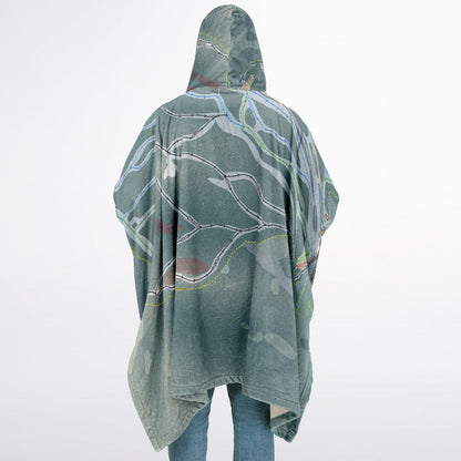 Murray Ridge, British Columbia Ski Resort Map Flannel Blanket Poncho