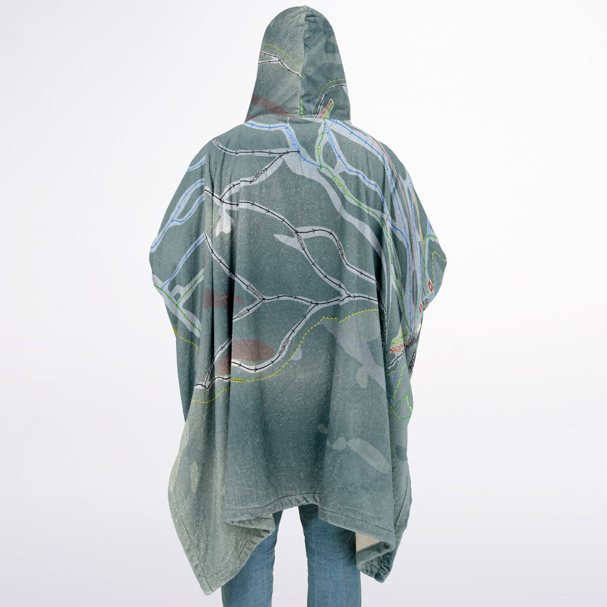 Murray Ridge, British Columbia Ski Resort Map Flannel Blanket Poncho
