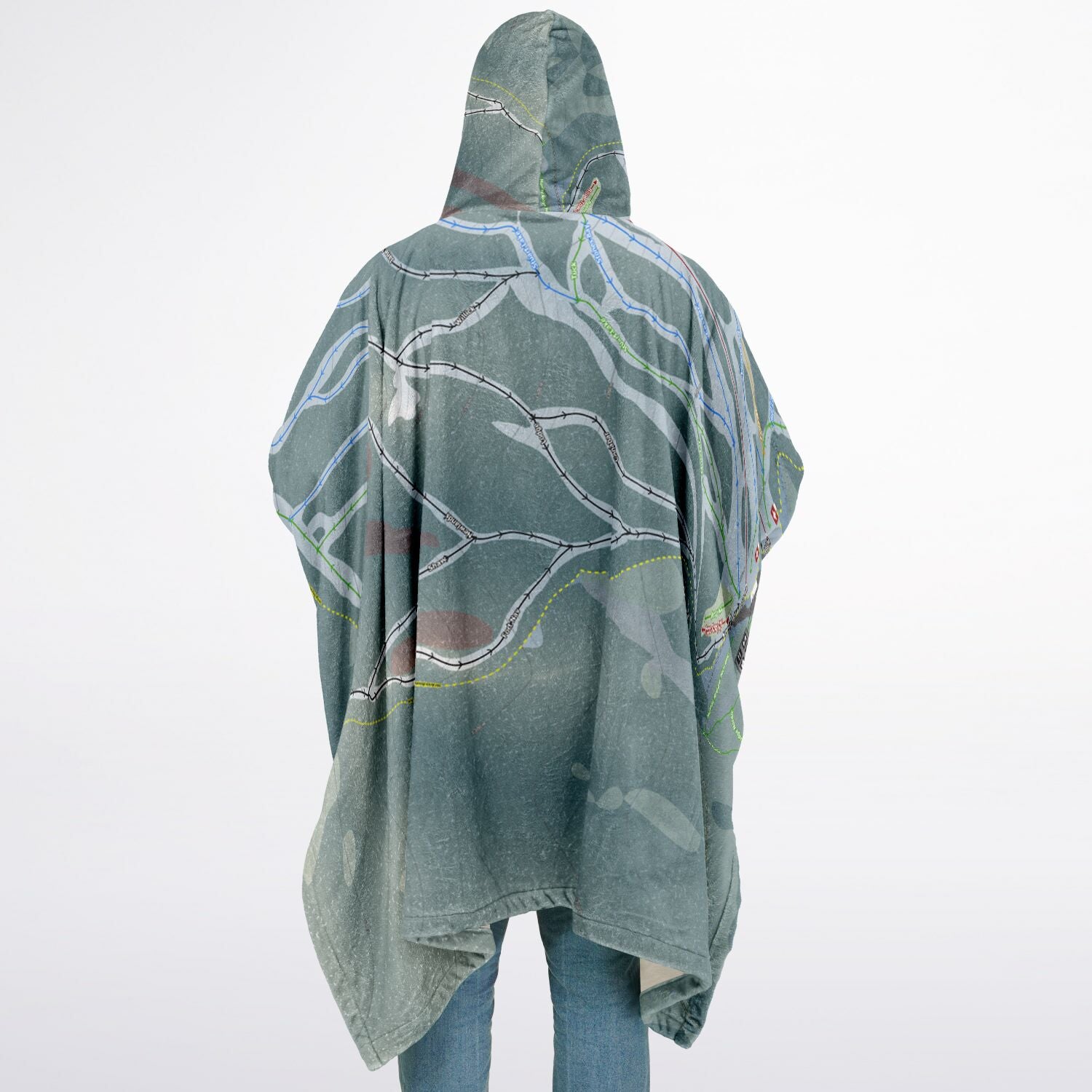 Murray Ridge, British Columbia Ski Resort Map Flannel Blanket Poncho