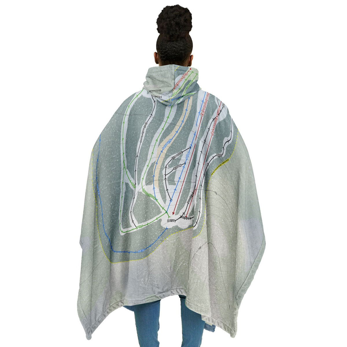 Mont Rigaud, Quebec Ski Resort Map Flannel Blanket Poncho