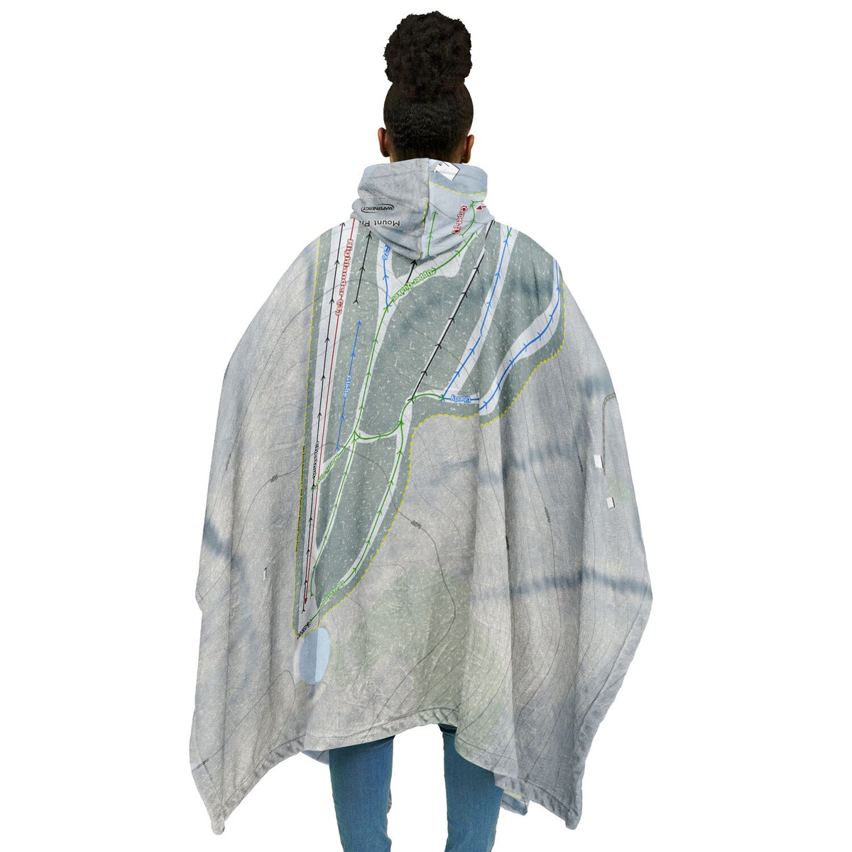 Mount Pleasant, Pennsylvania Ski Resort Map Flannel Blanket Poncho