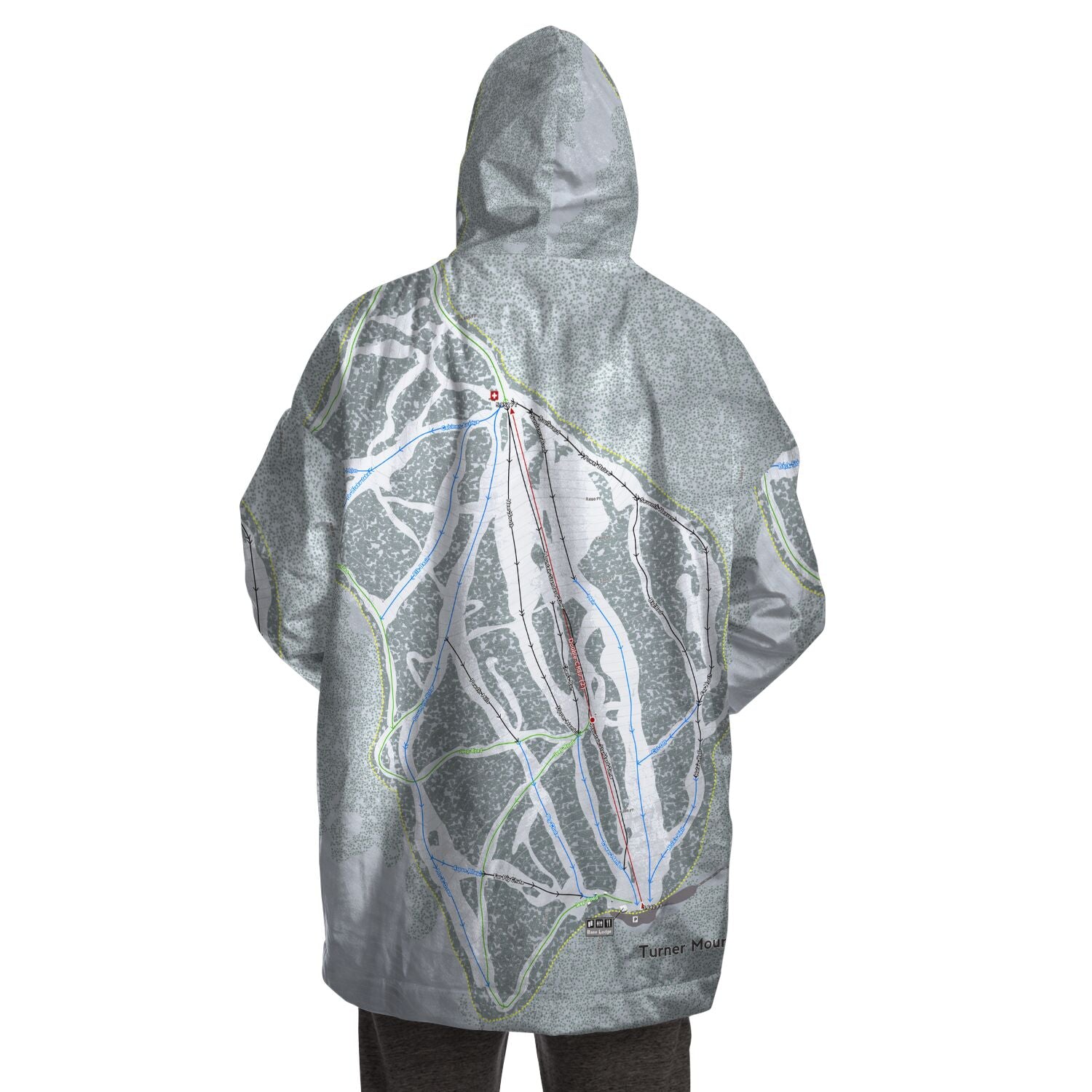 Turner Mountain, Montana Ski Trail Map Snug Hoodie