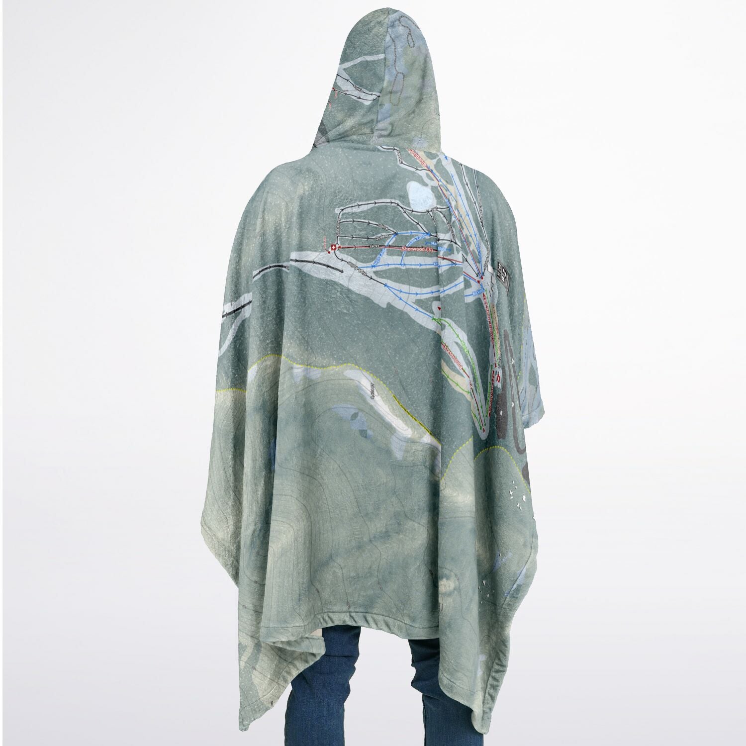 Lee Canyon, Nevada Ski Resort Map Flannel Blanket Poncho