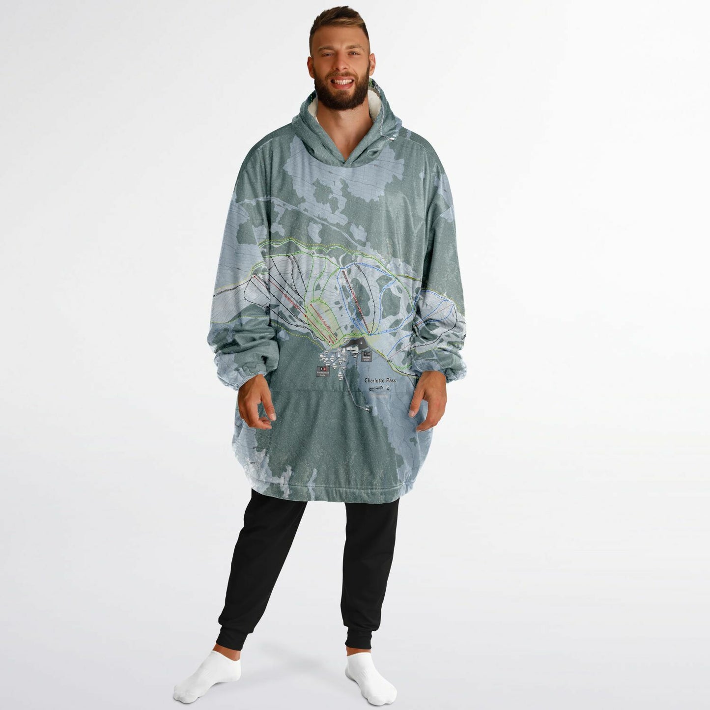 Charlotte Pass, Australia Ski Trail Map - Snug Hoodie - Powderaddicts