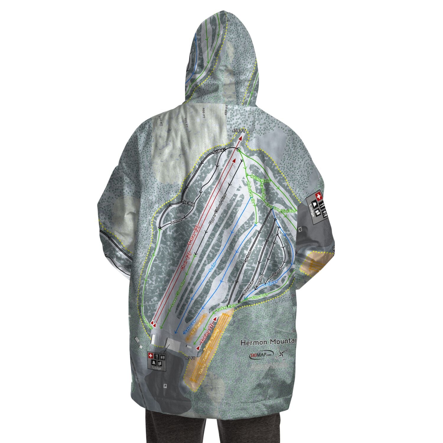 Hermon Mountain, Maine Ski Trail Map - Snug Hoodie - Powderaddicts